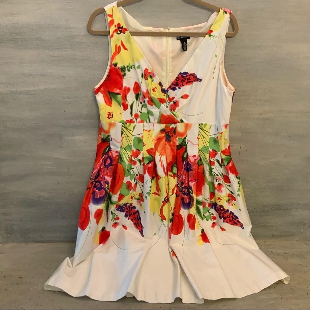 New Directions Coloful Floral Print Sleeveless Fit & Flare Dress Size‎ 16 GC